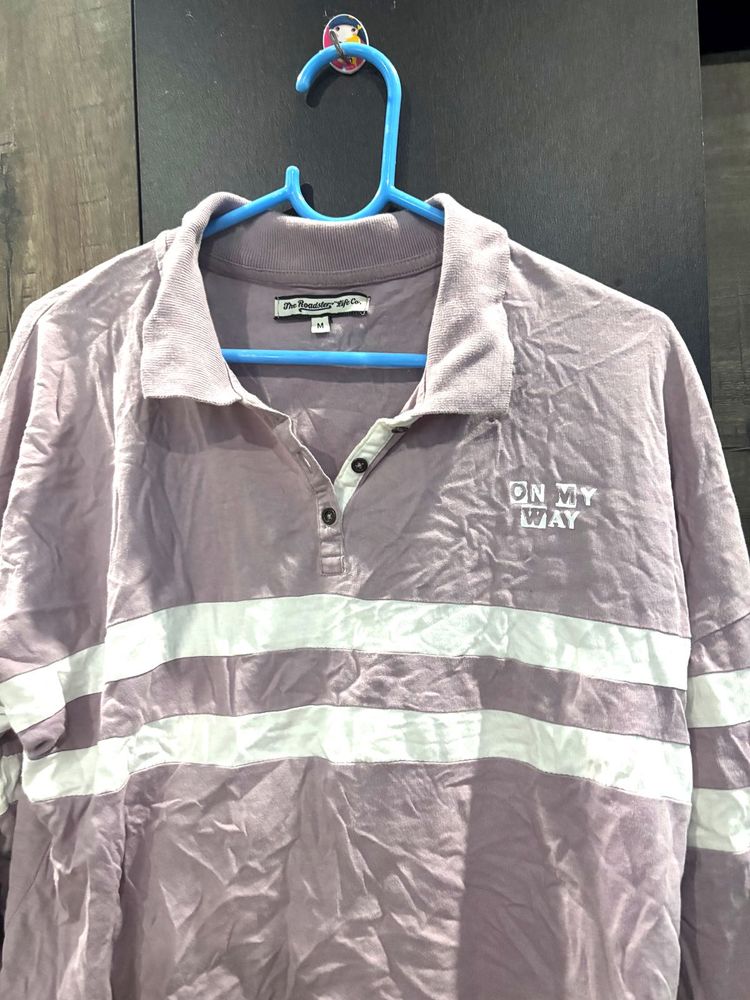 Purple Striped Polo T-Shirt