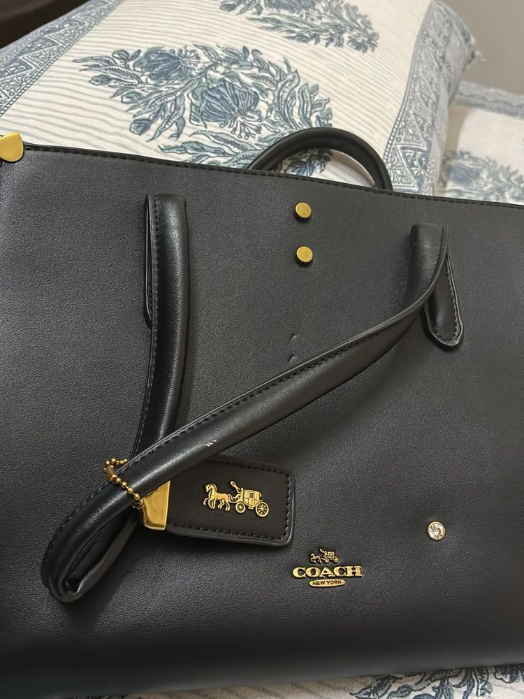 Coach Black Leather Tote Bag