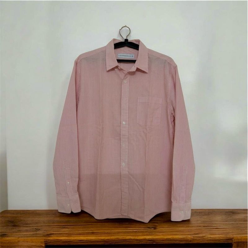 Men's Pink Striped Button-Up Shirt