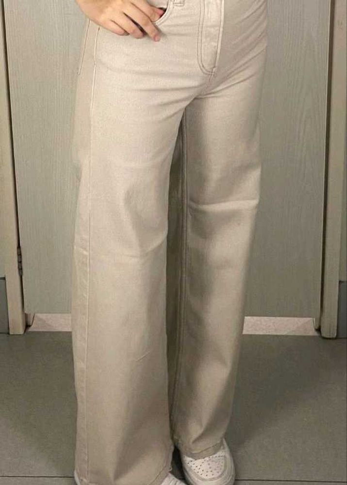 Cream Wide Leg Jeans