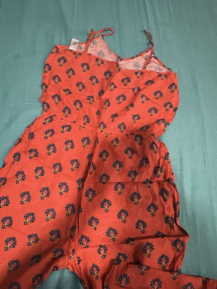 Women's Red Printed Jumpsuit