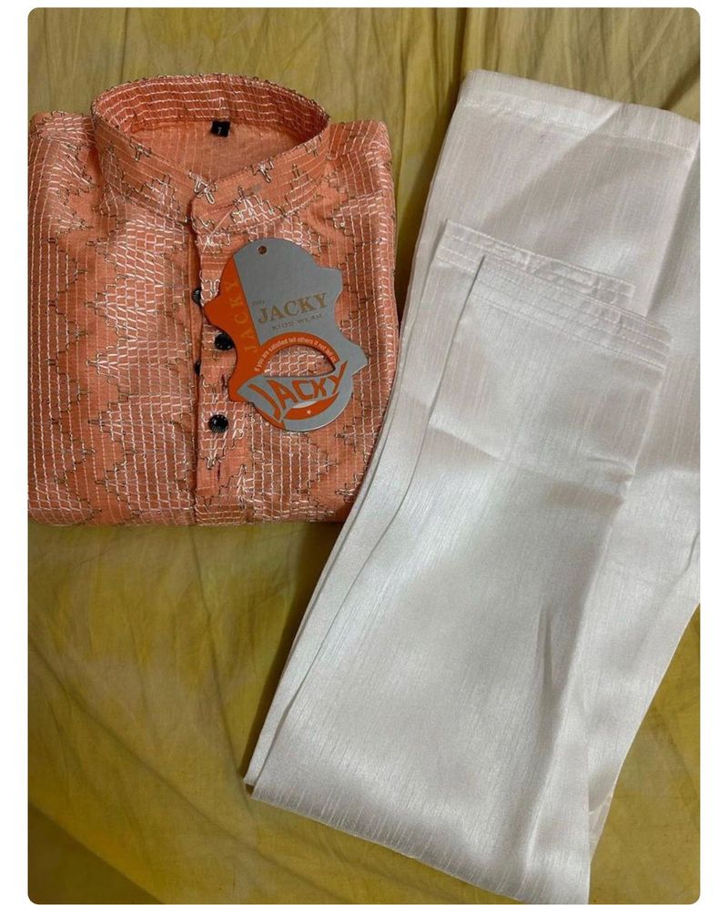 Kids Peach Kurta Set