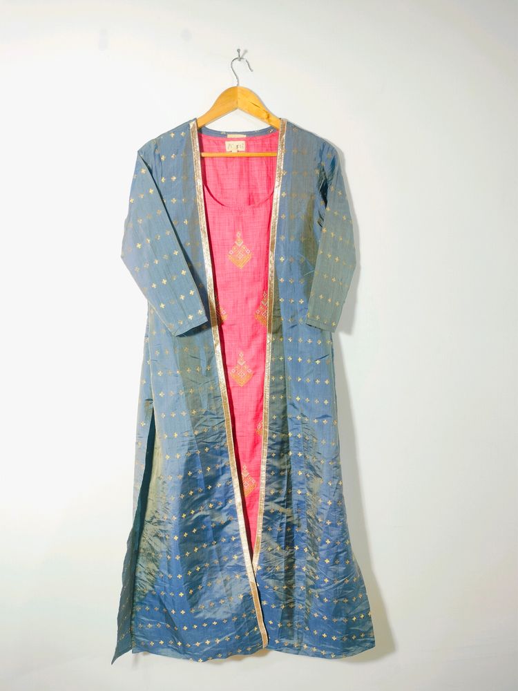 Grey&amp;Coral Pink Kurta (Women's)