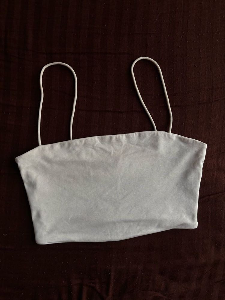 Simple White Spaghetti Strap Crop Top