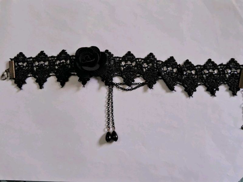 Gothic Black Lace Rose Choker