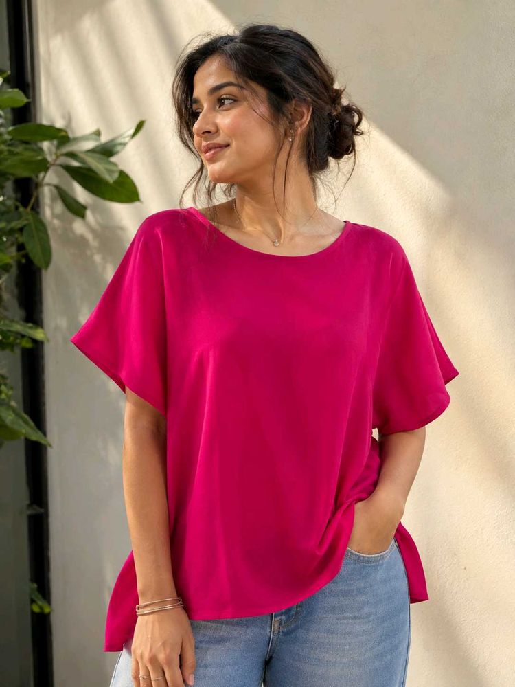 Bright Pink Casual Top