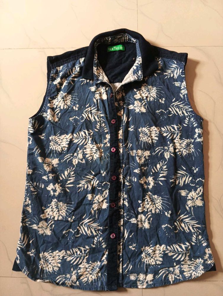 top Floral Print Sleeveless Shirt
