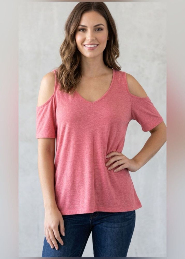Pink Cold Shoulder Tunic Top
