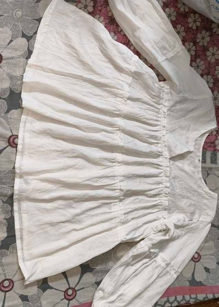 Women's White Tiered Long Sleeve Top 🤍🌹