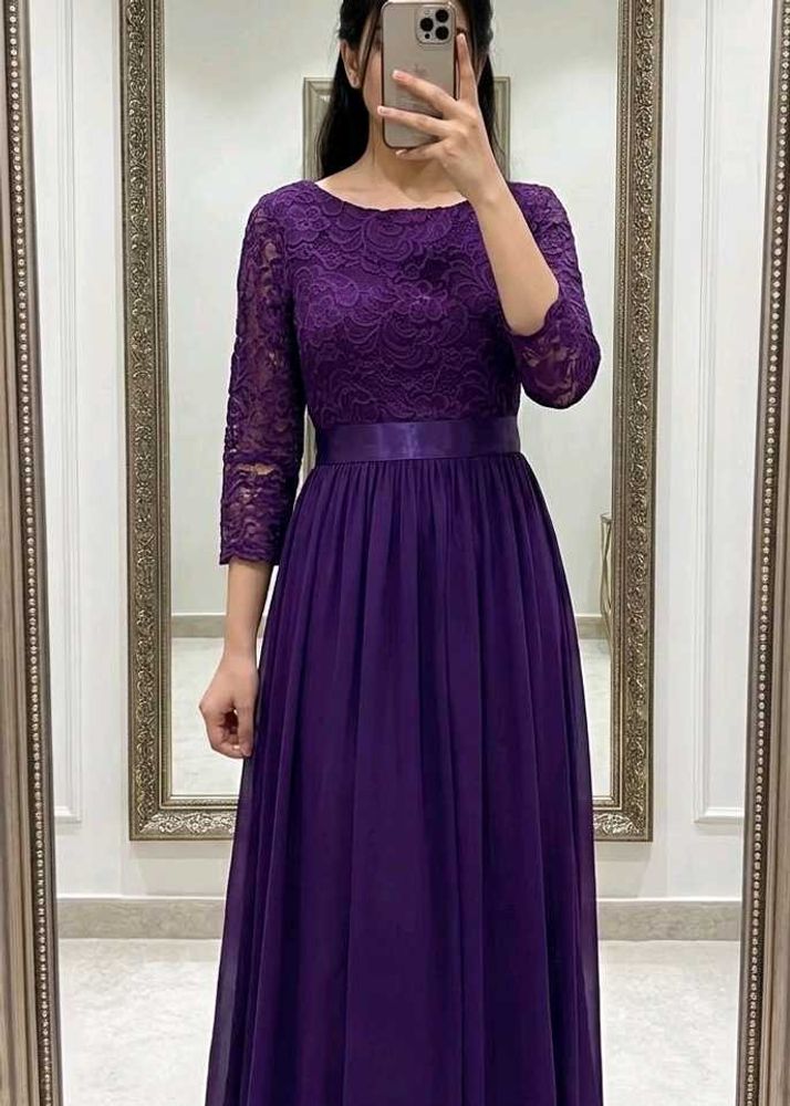 Elegant Purple Lace Gown