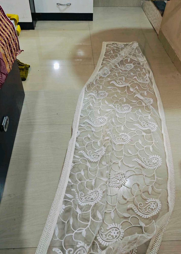 Net White Dupatta