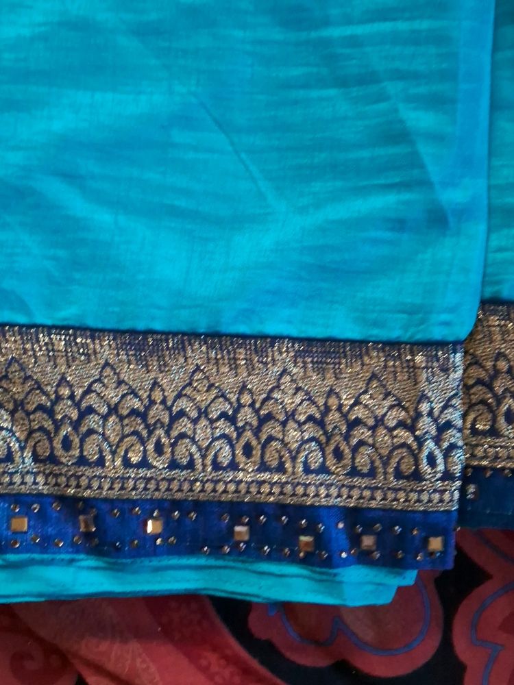 Today Offer! Sky Blue New Look Saree