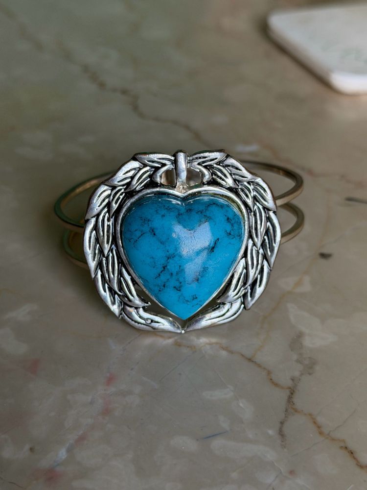 Unique Heart Turquoise Cuff Bracelet
