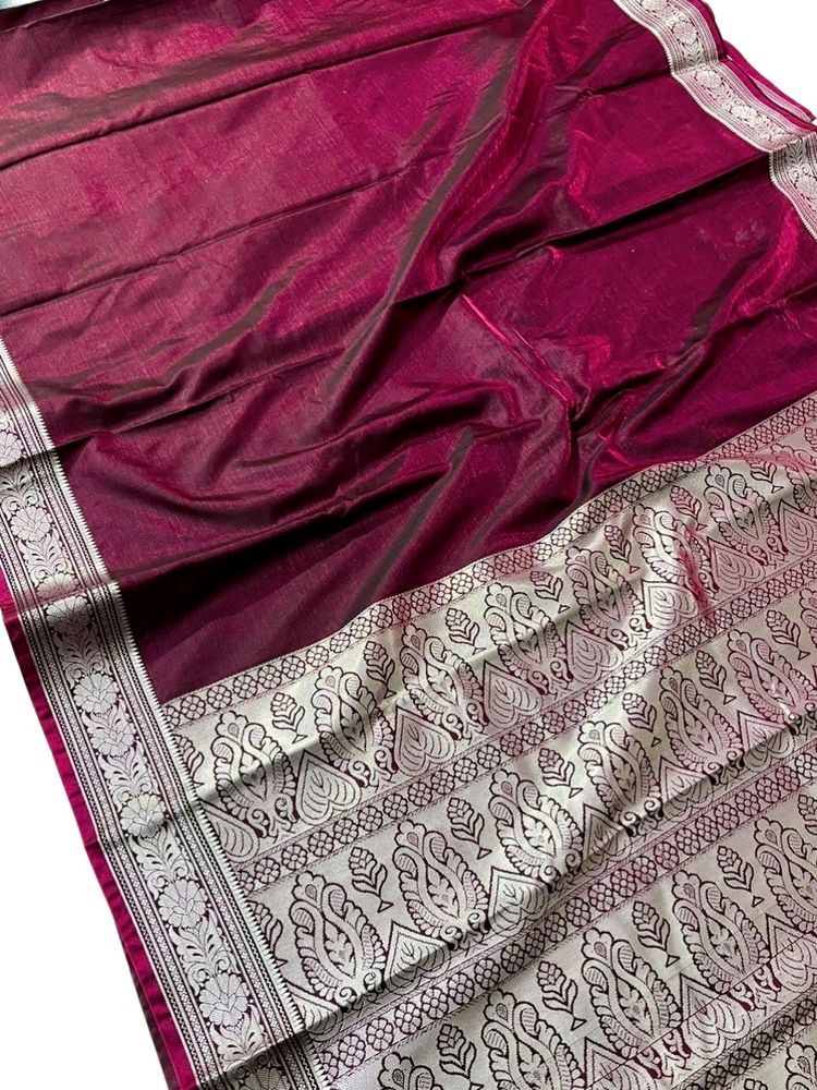 Banarasi Satin Silk Plane Saree For Women