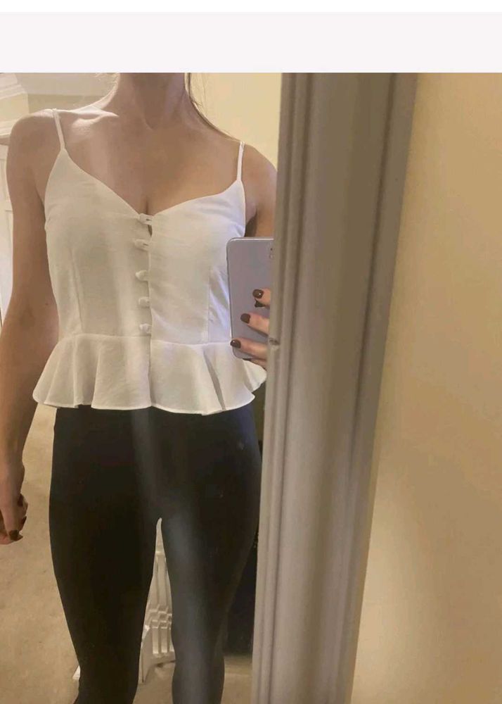 White Peplum Camisole Top