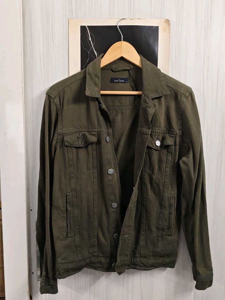 Men's Olive Green Denim Jacket