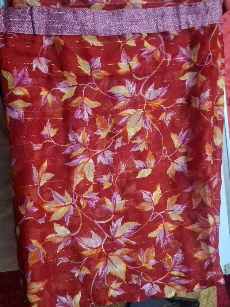 Elegant Red Floral Saree