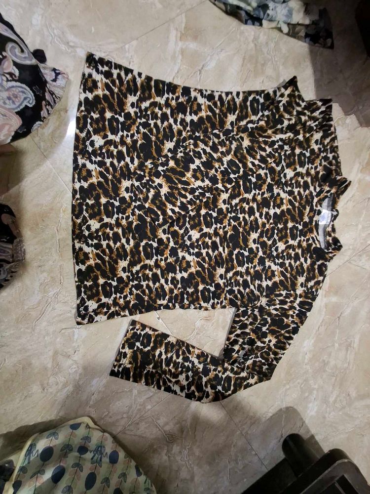 Leopard Print Mock Neck Top