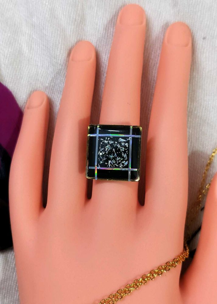 Vintage Black Square Ring