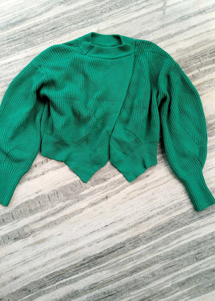 puffy sleeves ,tulip flower shaped korean sweater