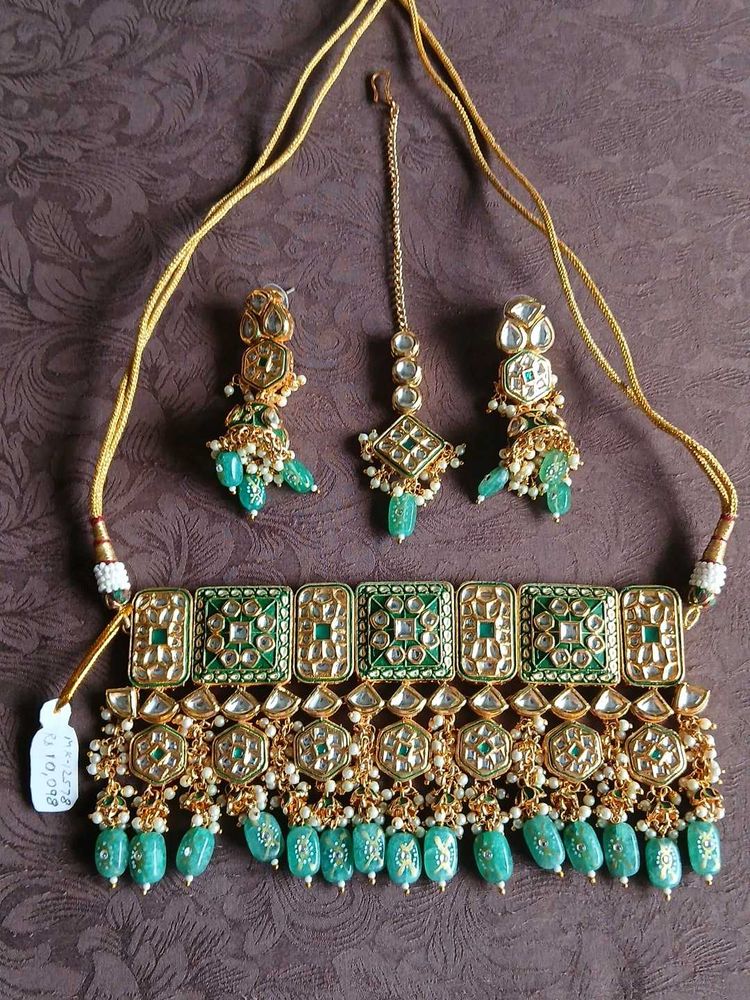 Kundan moti meenakari Necklace Set