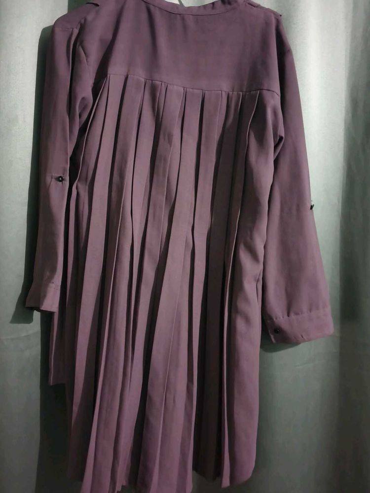 Pleated Mauve Long Sleeve Top
