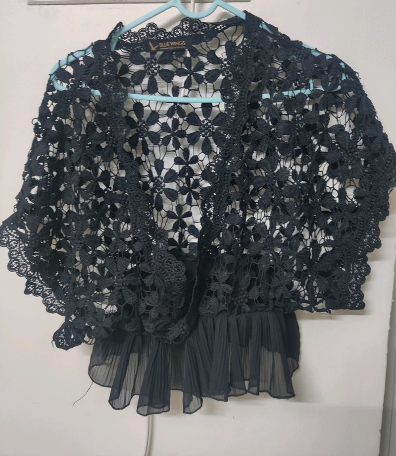 Elegant Black Lace Bolero Shrug