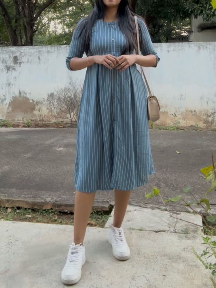 Striped Midi Shirt Dress