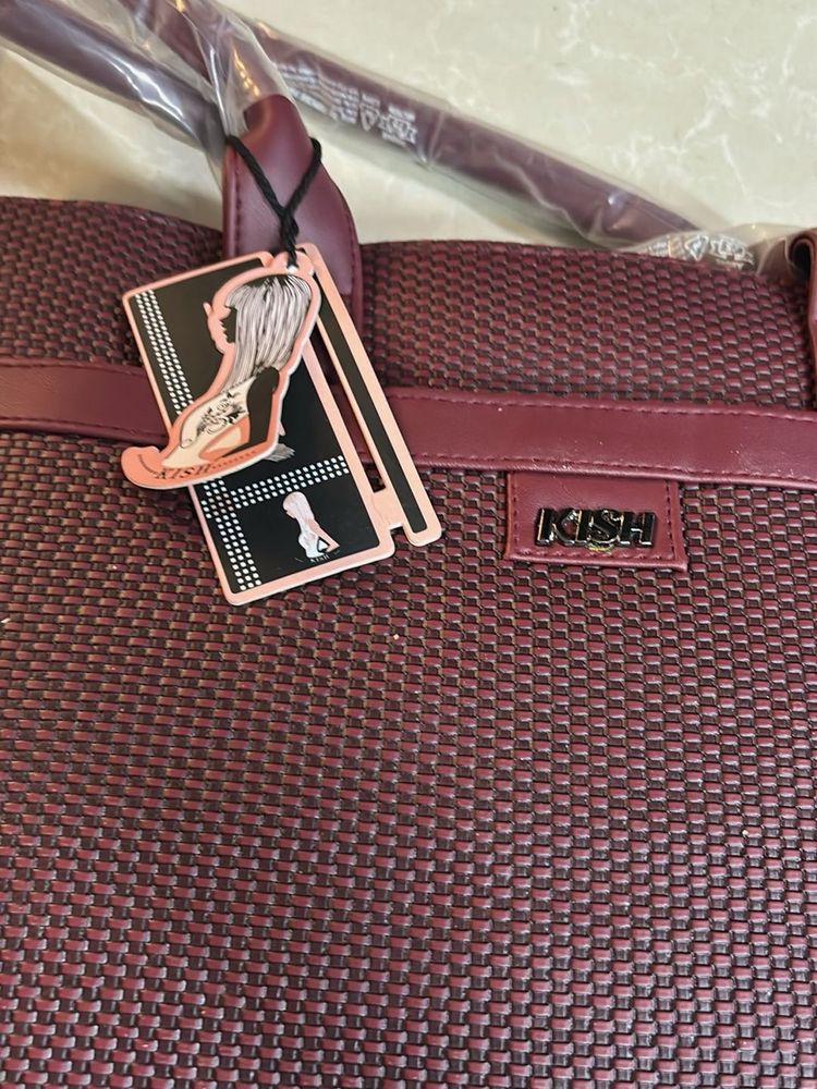 Stylish Maroon Textured Tote Bag