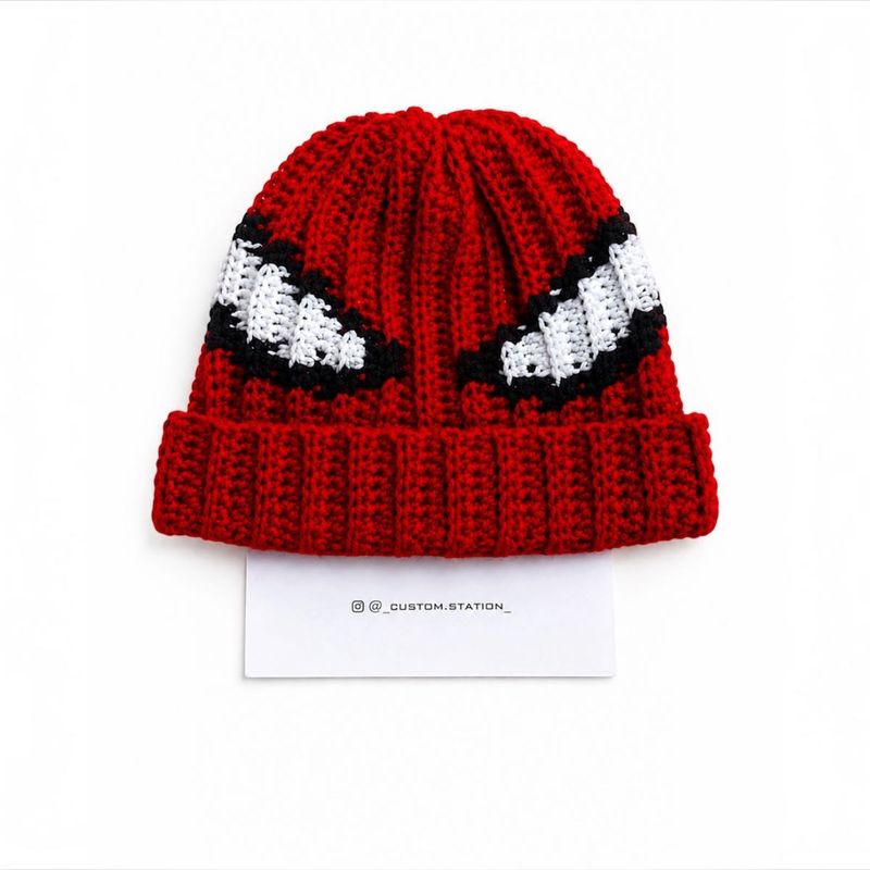 Handmade crochet Spider-Man Beanie - Red