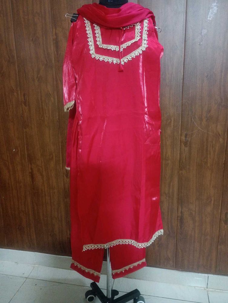 Vibrant Red Kurta Set with Dupatta