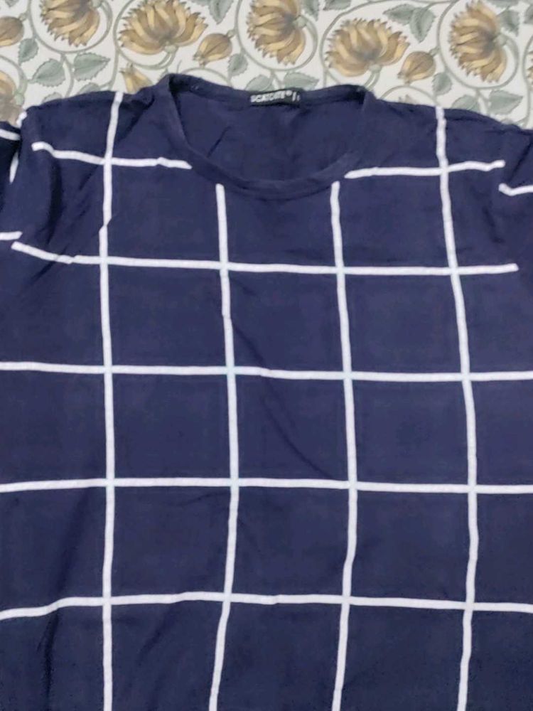 Navy Blue Grid Tee
