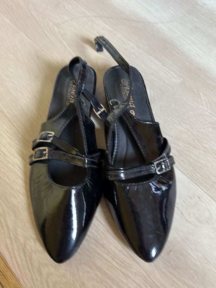 Stylish Black Patent Slingback Heels