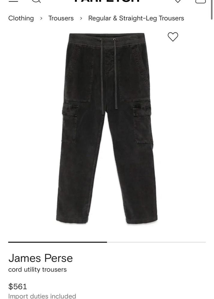 James Perse Cord Utility Trousers