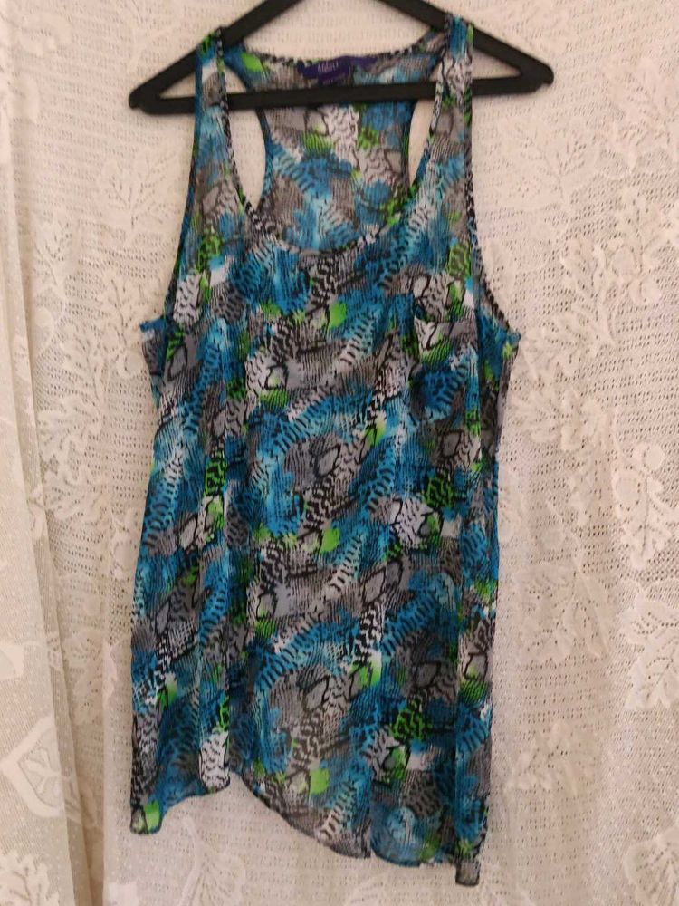 Blue &amp; Green Abstract Tank Top