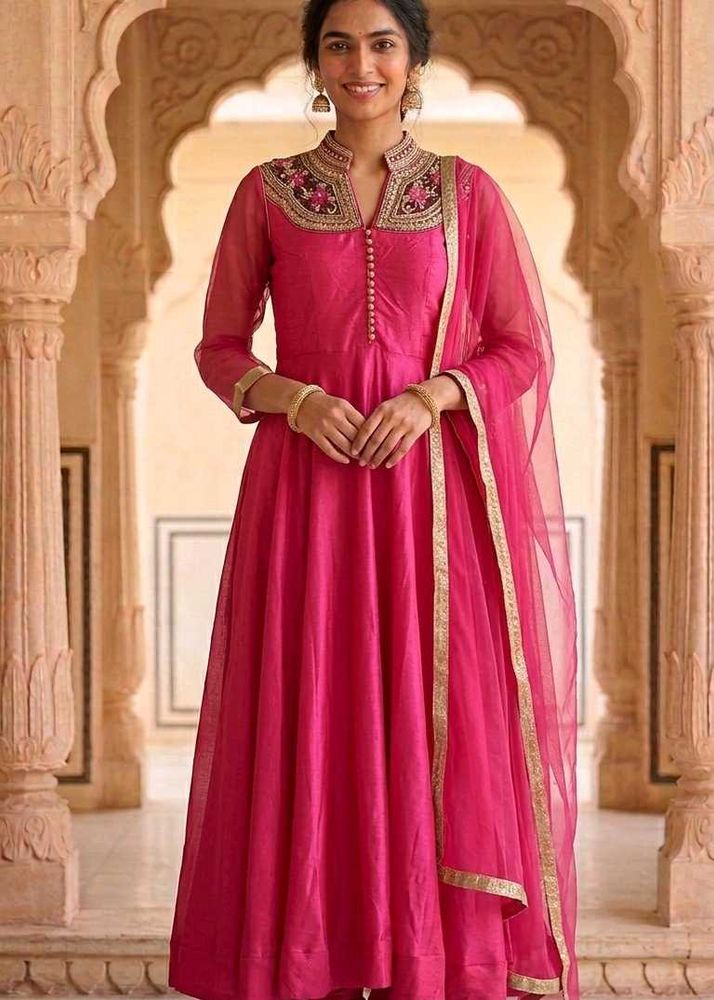 Elegant Pink Anarkali Kurta Set