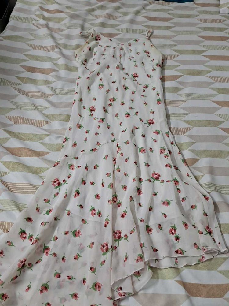 White Floral Midi Dress