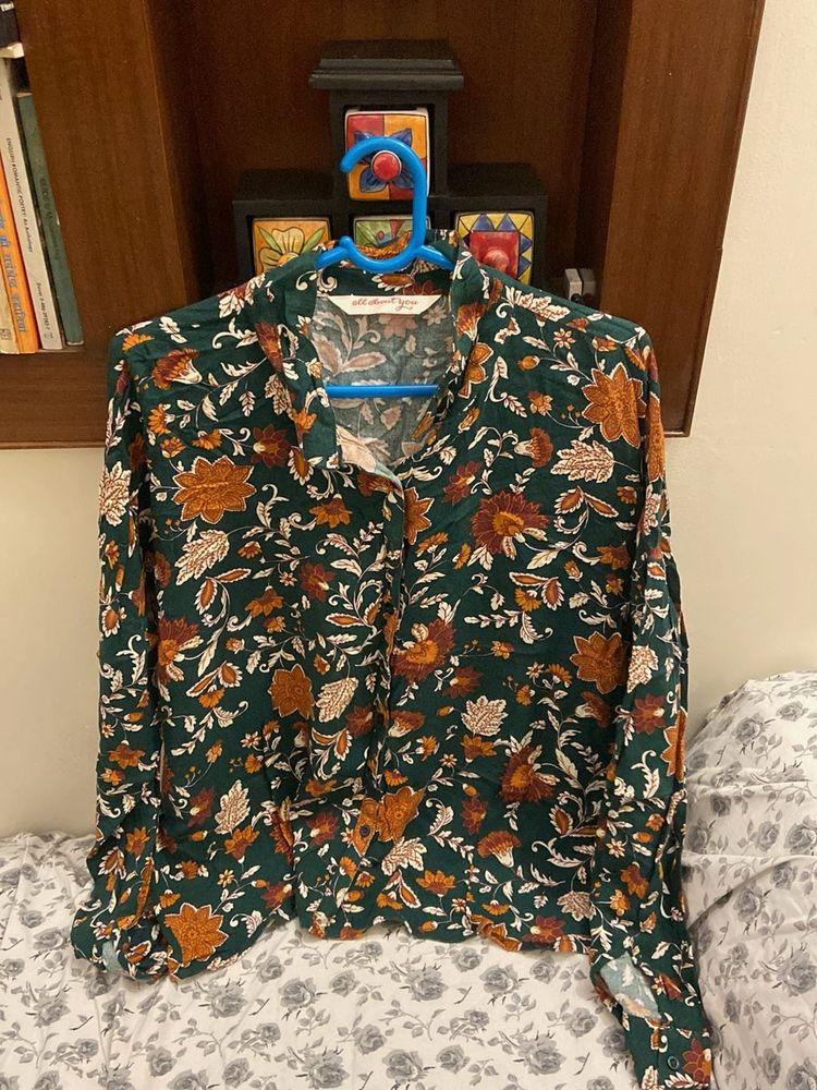 Beautiful Boho Floral Print Button-Up Shirt