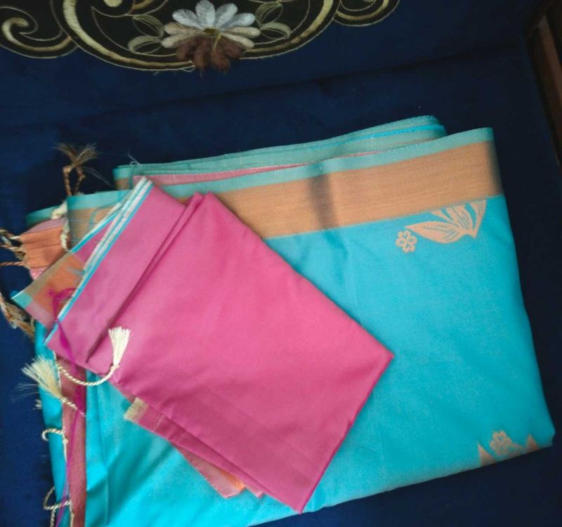 new Saree with Pink Blouse