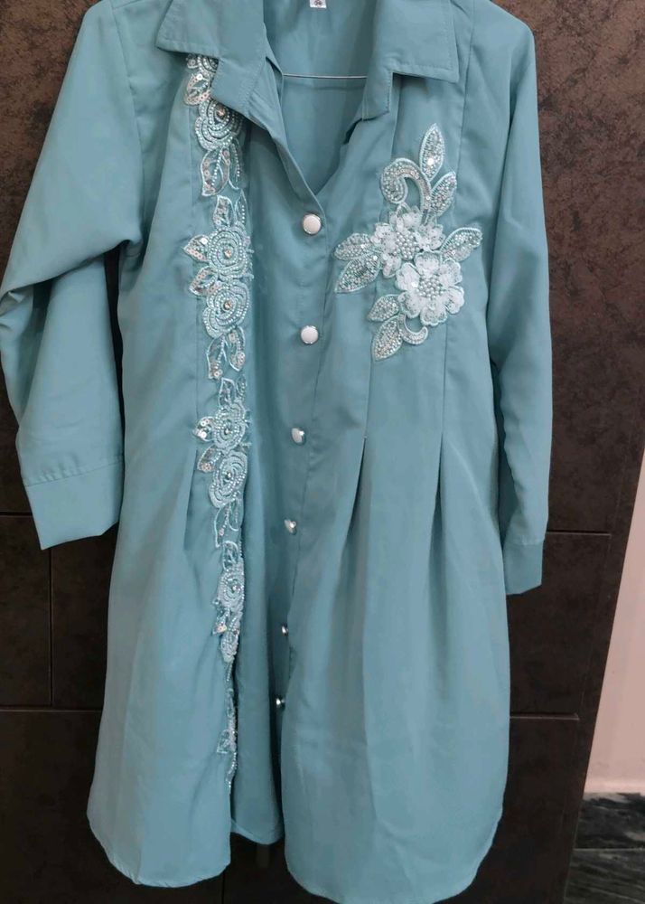 New partywear Elegant Embellished Teal cood set