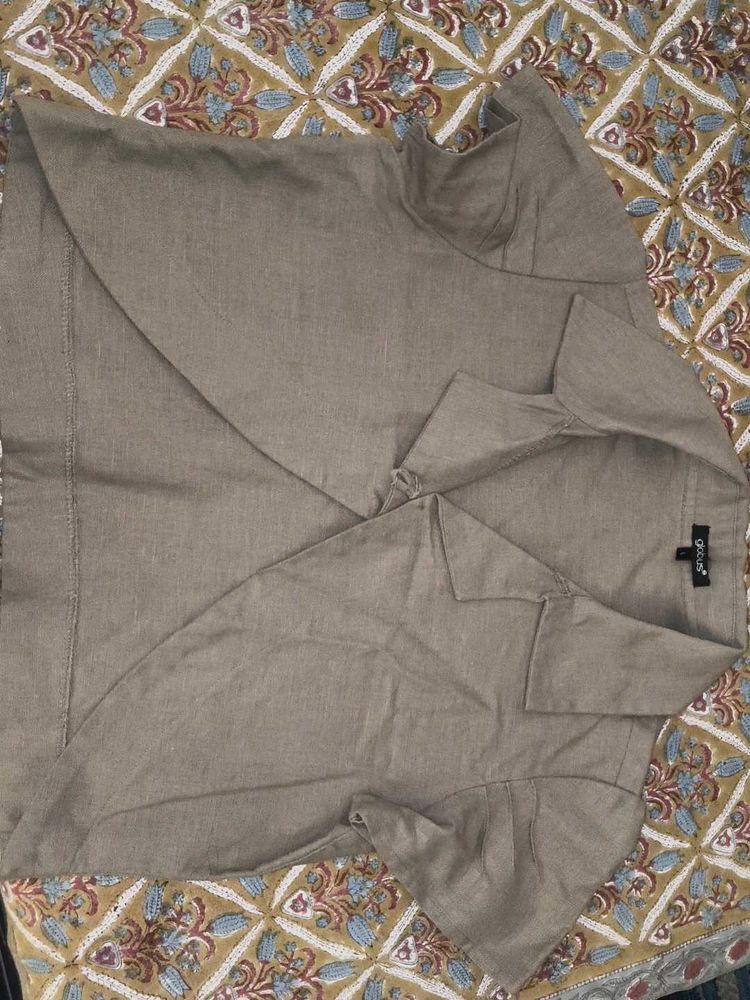 Linen Crop Top Over - Jacket