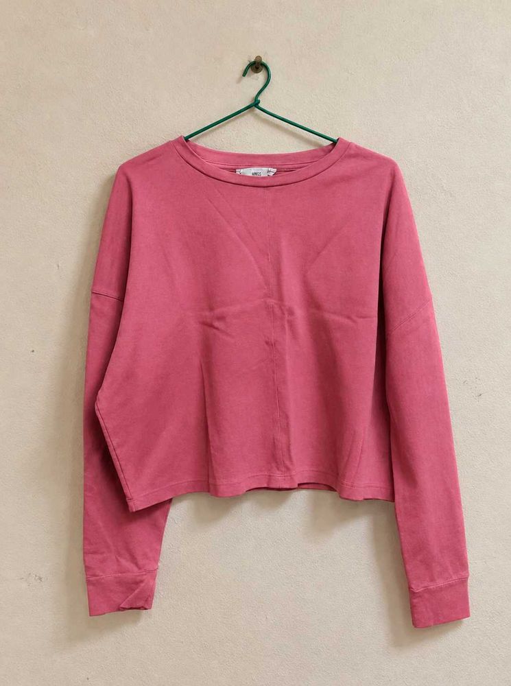 Mango Cropped Sweatshirt in Size M