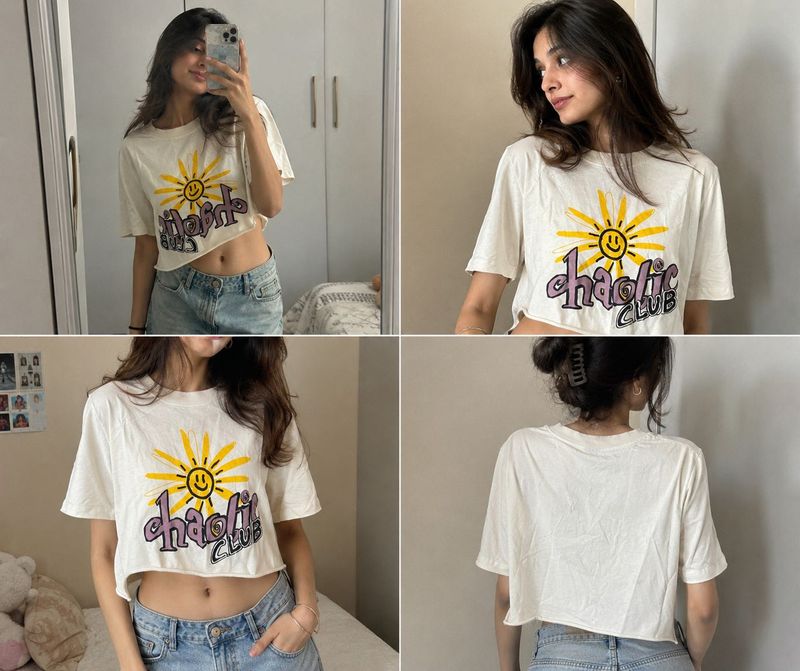 Cropped Oversized H&amp;M T-shirt | Size