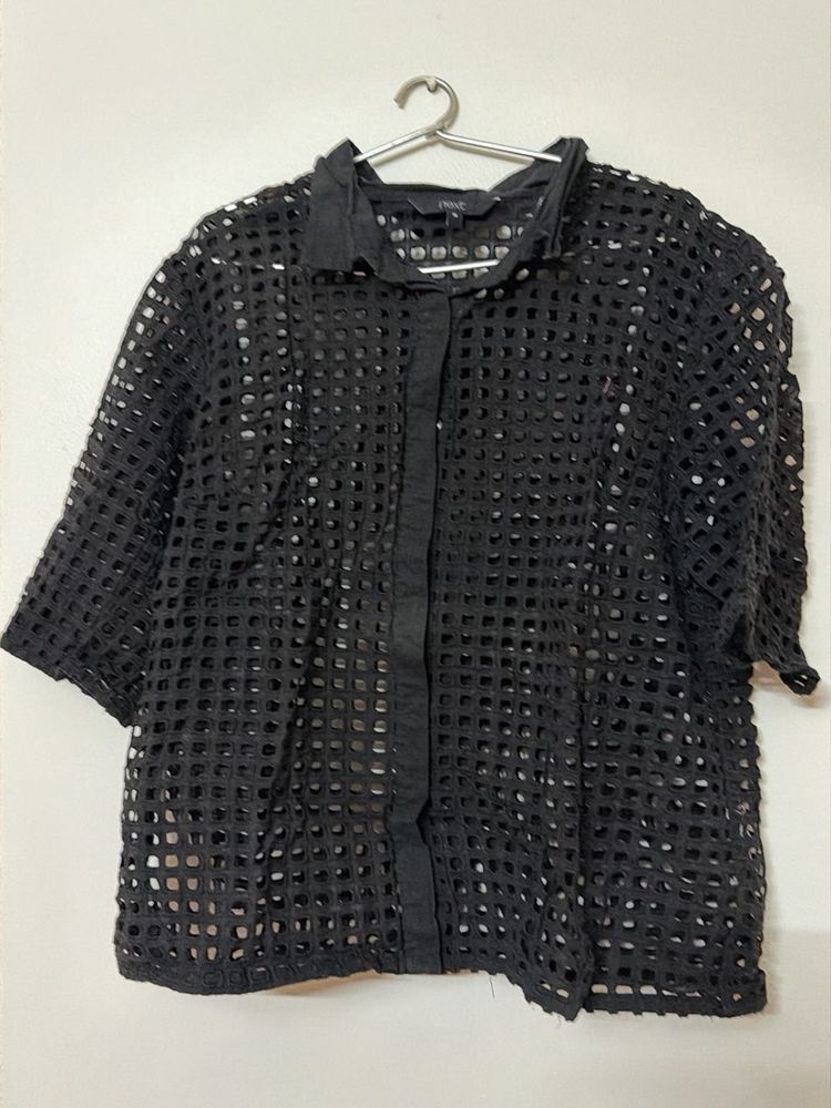 Chic Black Cut-Out Shirt