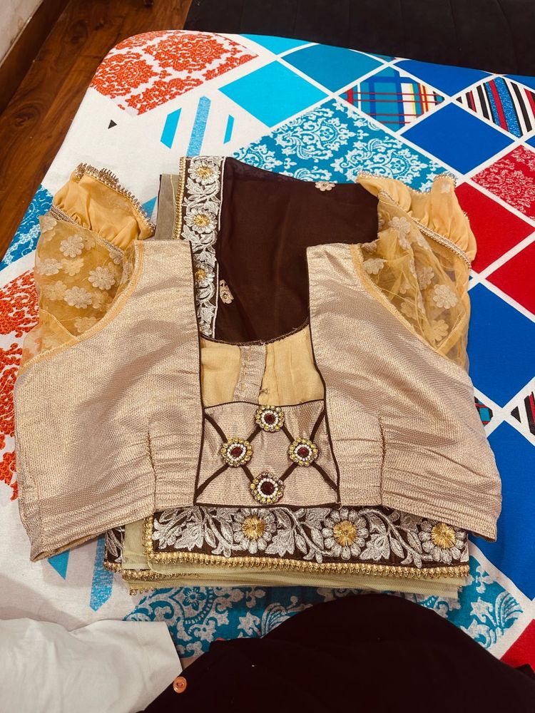 Today Offer Elegant saree with bouquet style blous