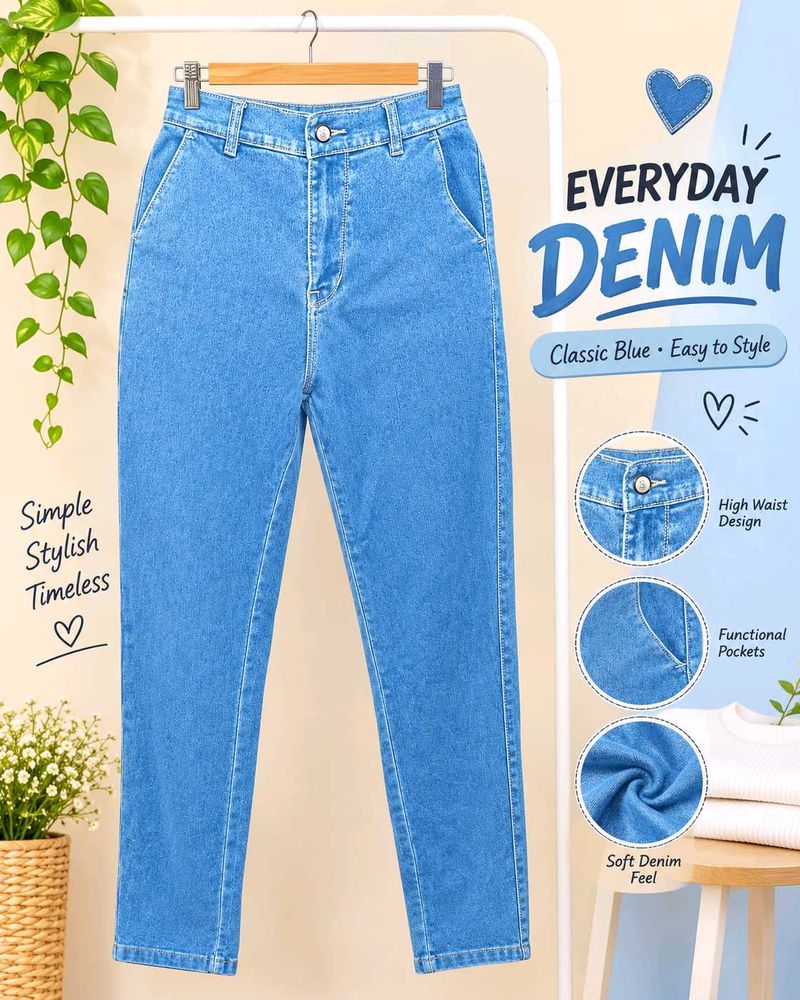 Classic Blue High Waist Denim Jeans