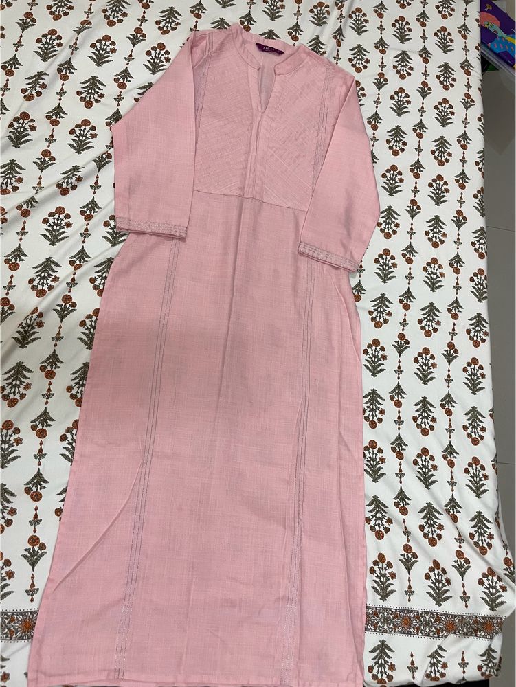Pink Straight Kurta - LIBAS