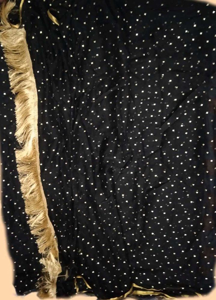 Black Saree with Gold Sequins