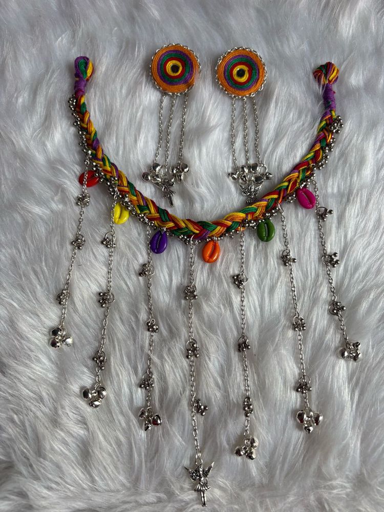 Boho Multicolor Thread &amp; Shell Necklace Set