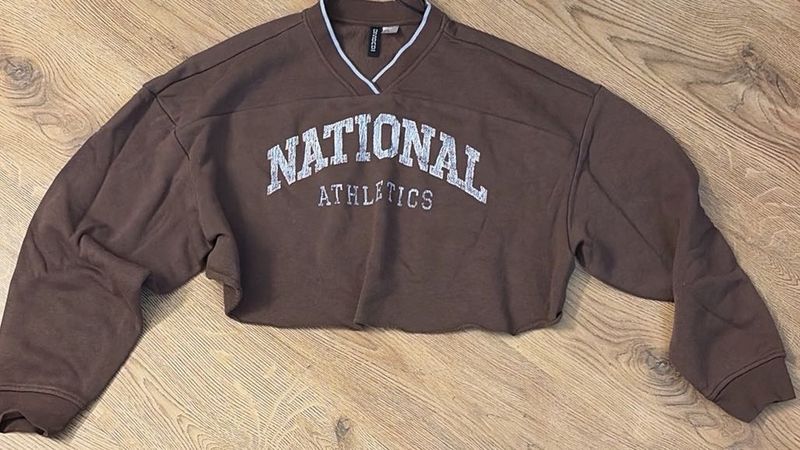 Brown Cropped Sweatshirt "National Athletics"